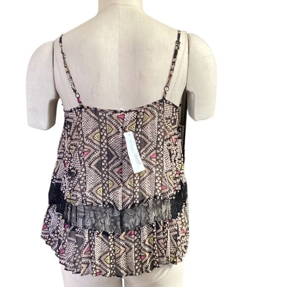 NWT BCBGeneration BOHO Chiffon Lace Tribal Swing Tank Top XS 148C - Picture 7 of 10